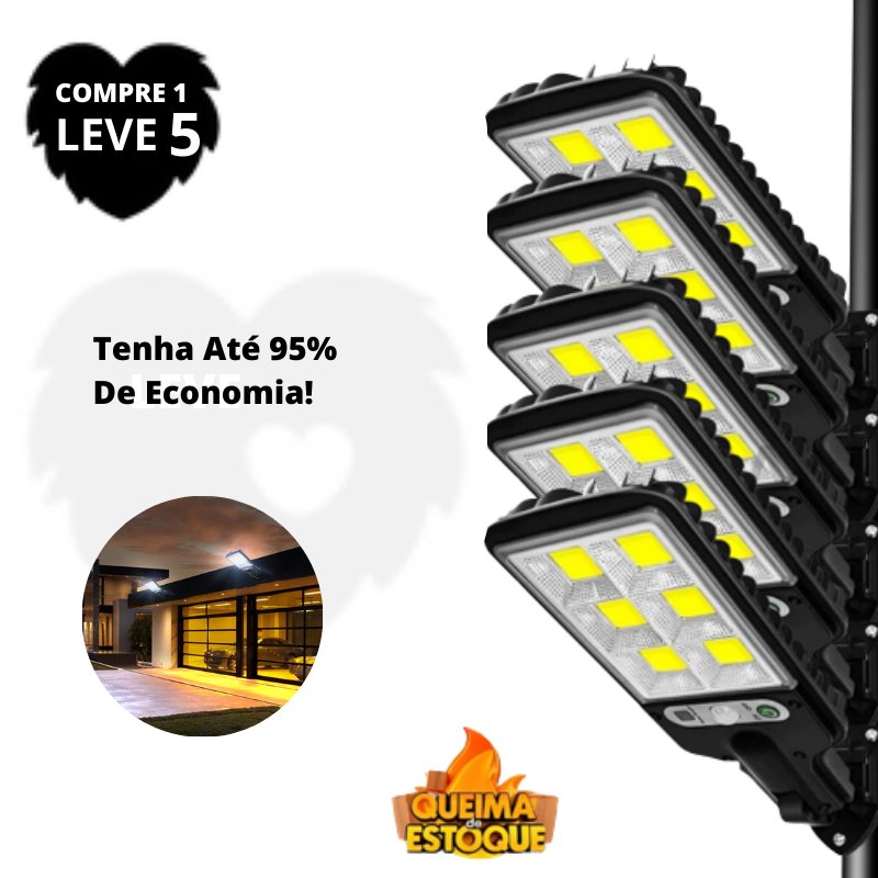 [COMPRE 1 LEVE 5] Kit De Refletores Led Solar 6000 Lumens Com Sensor De Movimento (QUEIMA DE ESTOQUE)