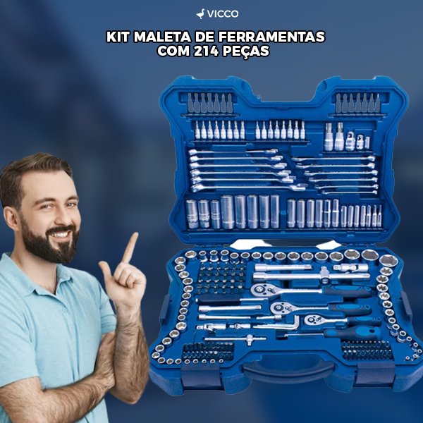 Kit Maleta de Ferramentas Com 214 peças - [PROMOÇÃO RELÂMPAGO]